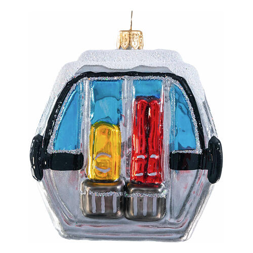 Cable car, blown glass Christmas decoration, 3 in 1