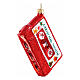 Addobbo musicassetta albero Natale vetro soffiato altezza 8 cm s4