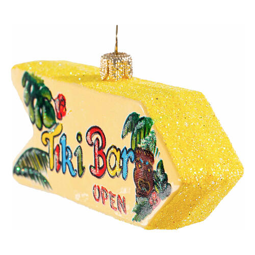 Christmas tree decoration: tiki bar sign, blown glass, 4 in 3