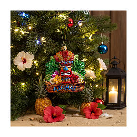 Aloha tiki decoro vetro soffiato albero Natale altezza 11 cm