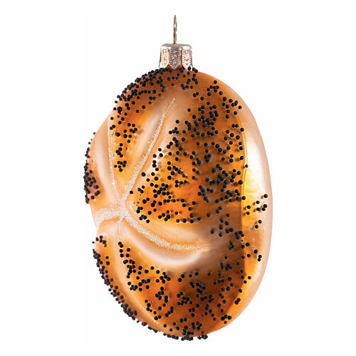 Mohnbrötchen, Weihnachtsbaumschmuck aus mundgeblasenem Glas, 9 cm Höhe 3