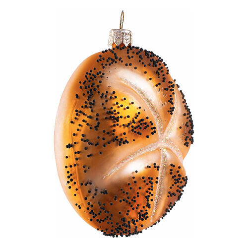 Mohnbrötchen, Weihnachtsbaumschmuck aus mundgeblasenem Glas, 9 cm Höhe 4