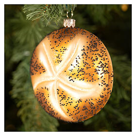 Petit pain graines de pavot décoration Noël verre soufflé h 9 cm