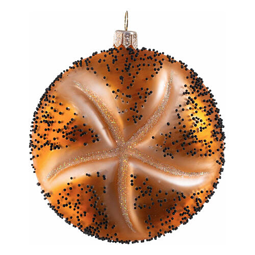 Panino semi di papavero addobbo Natale vetro soffiato altezza 9 cm 1