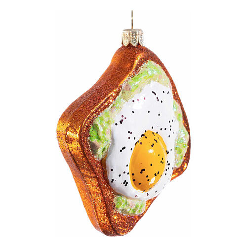 Avocado-Toast aus mundgeblasenem Glas, Weihnachtsbaumschmuck, Höhe 9 cm 4