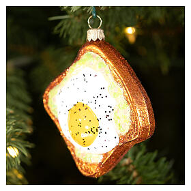 Avocado toast Christmas tree decoration in blown glass, height 9 cm