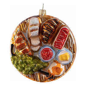 Ornamento vetro soffiato albero Natale tagliere colazione altezza 10 cm