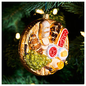 Ornamento vetro soffiato albero Natale tagliere colazione altezza 10 cm