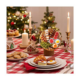 Ornamento vetro soffiato albero Natale tagliere colazione altezza 10 cm