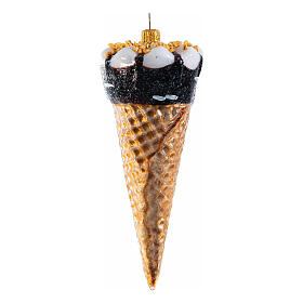 Christmas tree decoration: ice cream cone, blown glass, 5 in