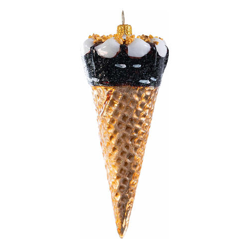 Christmas tree decoration: ice cream cone, blown glass, 5 in 3