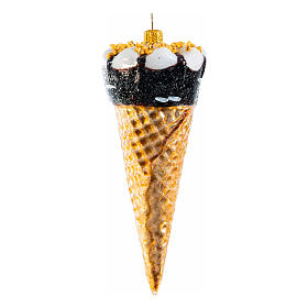 Ice cream cone Christmas ornament blown glass height 12 cm