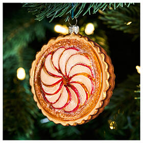 Christmas tree decoration: apple pie, blown glass, 3 in