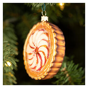 Blown glass apple pie Christmas tree ornament, height 8 cm