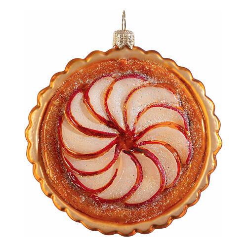 Blown glass apple pie Christmas tree ornament, height 8 cm 1