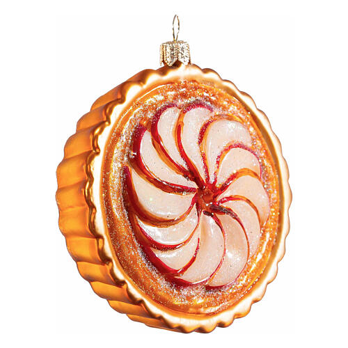 Blown glass apple pie Christmas tree ornament, height 8 cm 4