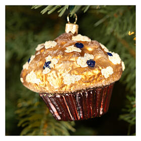 Muffin verre soufflé décoration sapin Noël h 8 cm