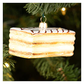 Gâteau millefeuille sapin Noël décoration verre soufflé h 9 cm