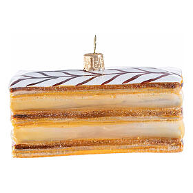 Gâteau millefeuille sapin Noël décoration verre soufflé h 9 cm