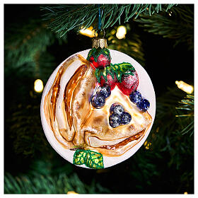 Ornamento crepes vetro soffiato albero di Natale altezza 9 cm