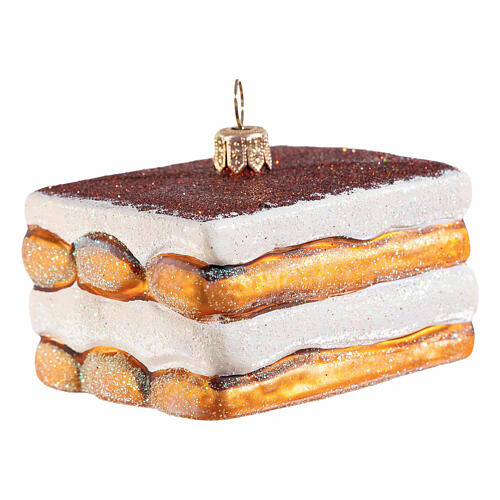 Tiramisù aus mundgeblasenem Glas, Weihnachtsbaumschmuck, Höhe 7 cm 1