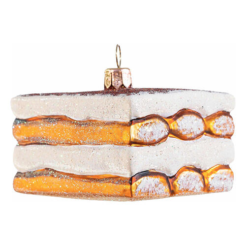 Tiramisu Christmas ornament, blown glass, 3 in 3