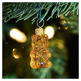 Gummy bears, set of 6 Christmas ornaments, blown glass, 1.2 in