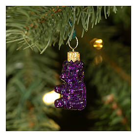 Set of 6 gummy bears 3 cm blown glass Christmas tree ornaments