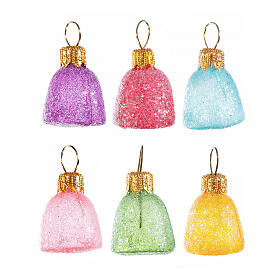 Set 6 caramelle gommose 3 cm vetro soffiato addobbo albero Natale