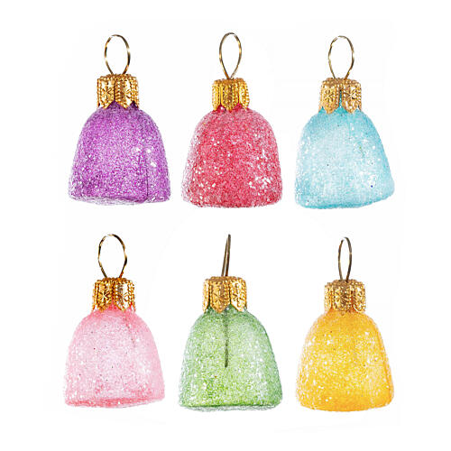 Set of 6 gummy candies 3 cm blown glass Christmas tree ornaments 1