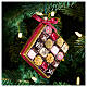 Chocolate box Christmas ornament, blown glass, 5 in s2