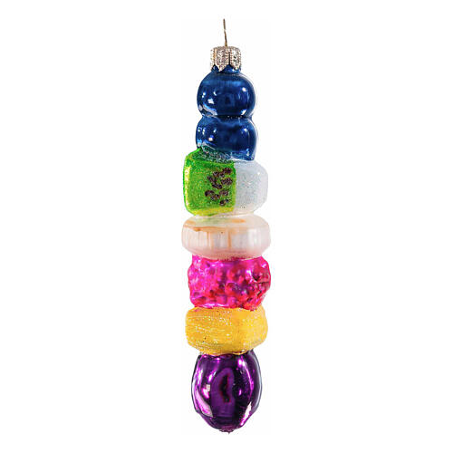 Fruit skewer Christmas ornament, blown glass, 5 in 3