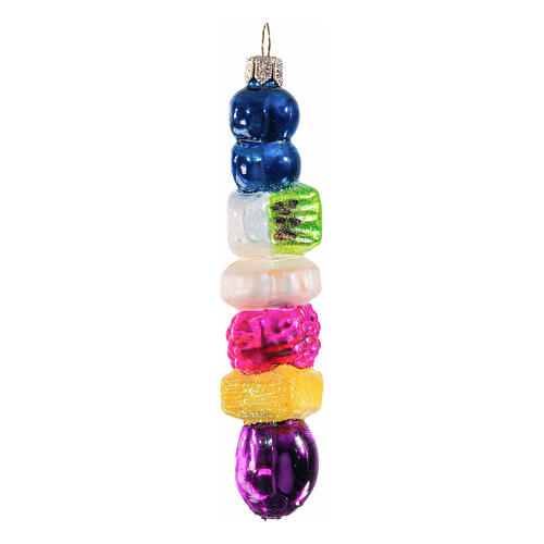 Fruit skewer Christmas ornament, blown glass, 5 in 4