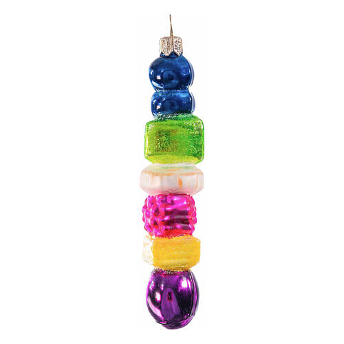 Fruit skewer Christmas ornament, blown glass, 5 in 5