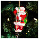 Santa climbing a rope, Christmas ornament, blown glass, 5 in s2