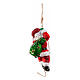 Santa climbing a rope, Christmas ornament, blown glass, 5 in s4