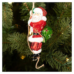 Père Noël corde verre soufflé décoration sapin h 13 cm
