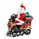 Santa Claus on a locomotive, Christmas ornament, blown glass, 5 in s3