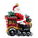 Santa Claus on train blown glass Christmas tree ornament, height 12 cm s4