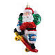 Addobbo albero Natale vetro soffiato Babbo Natale skate altezza 13,5 cm s1