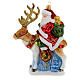 Santa Claus with reindeer, Christmas ornament, blown glass, 6 in s1