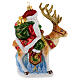 Santa Claus with reindeer, Christmas ornament, blown glass, 6 in s4