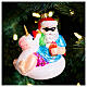 Santa with unicorn lifebuoy, blown glass ornament for Christmas tree, 4 in s2