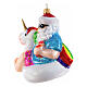 Santa with unicorn lifebuoy, blown glass ornament for Christmas tree, 4 in s3