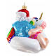 Santa with unicorn lifebuoy, blown glass ornament for Christmas tree, 4 in s5