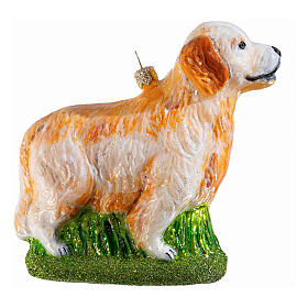 Golden Retriever, blown glass Christmas ornament, h 5 in