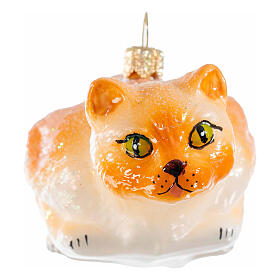 Hunting cat blown glass Christmas ornament, height 10 cm