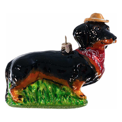 Dachshund, blown glass ornament for Christmas tree, 4 in 1