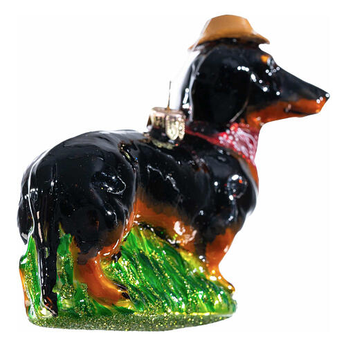 Dachshund, blown glass ornament for Christmas tree, 4 in 4