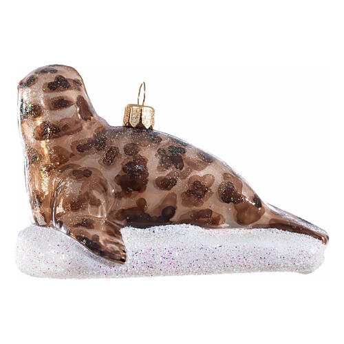 Seal with pup blown glass Christmas tree ornament, height 10 cm 4